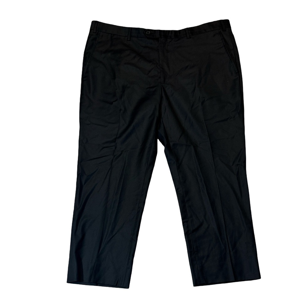 Santorelli mens 42x28 black solid 100% wool Loro Piana Roma dress pants EUC